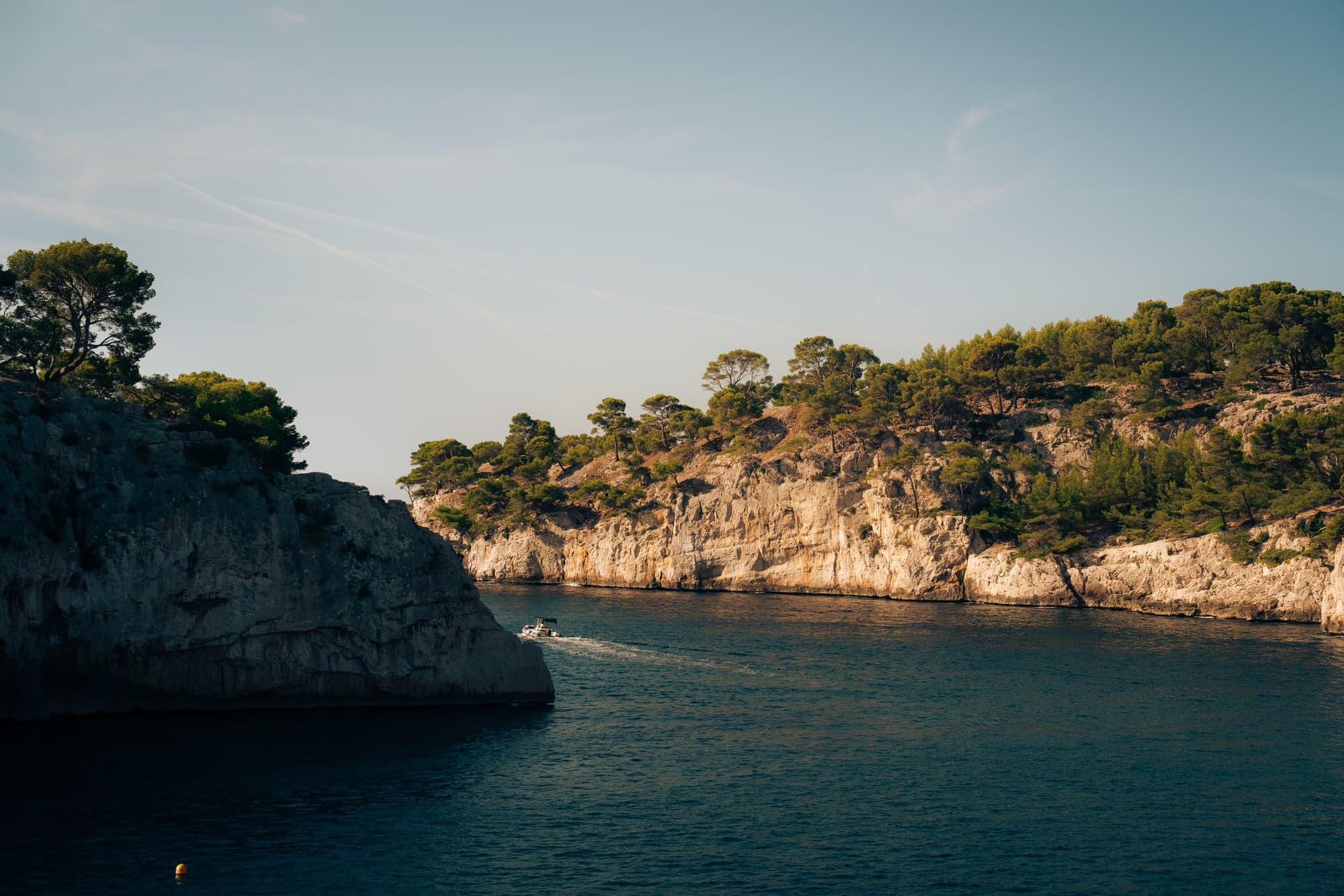 Calanque et pinède en fin de journée